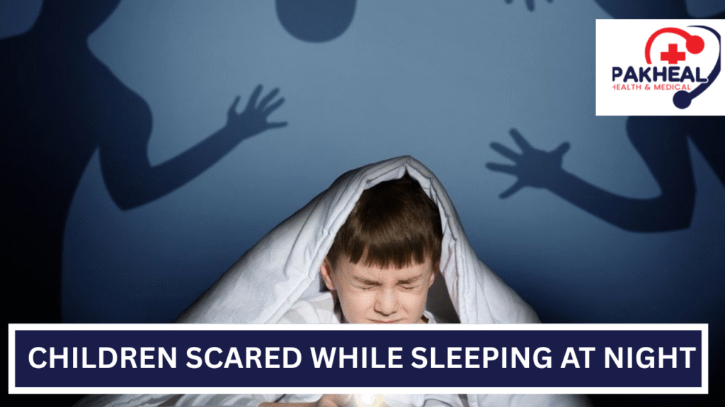 An image of children scared while sleeping at night