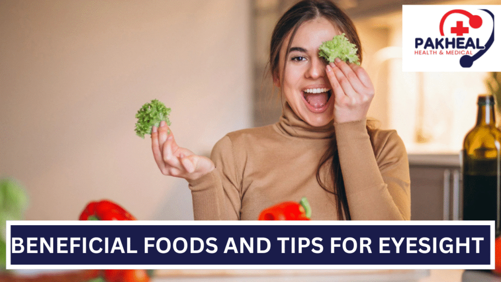 An image of glasses, beneficial foods, and tips